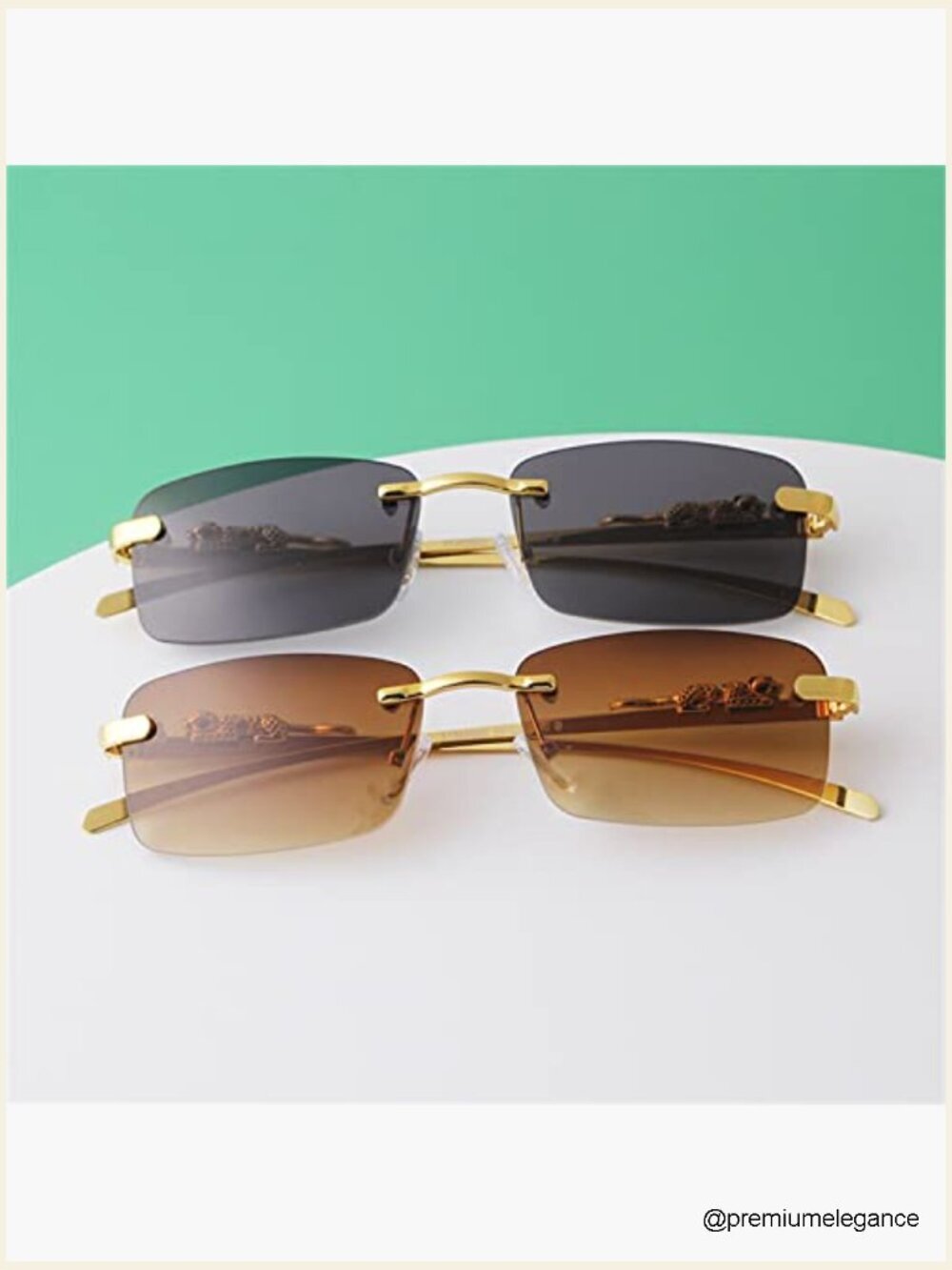 Retro Rimless Rectangle Sunglasses with UV Protection - Picture 5 of 7